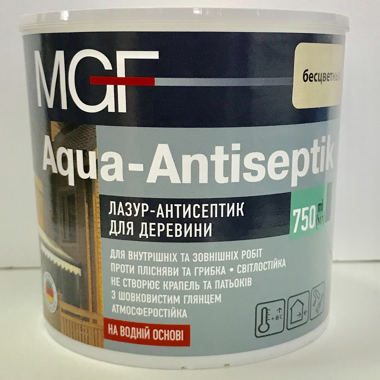 Лазур-антисептик для дерева MGF AQUA-ANTISEPTIK (МГФ АКВА-АНТИСЕПТИК) 0,75 л