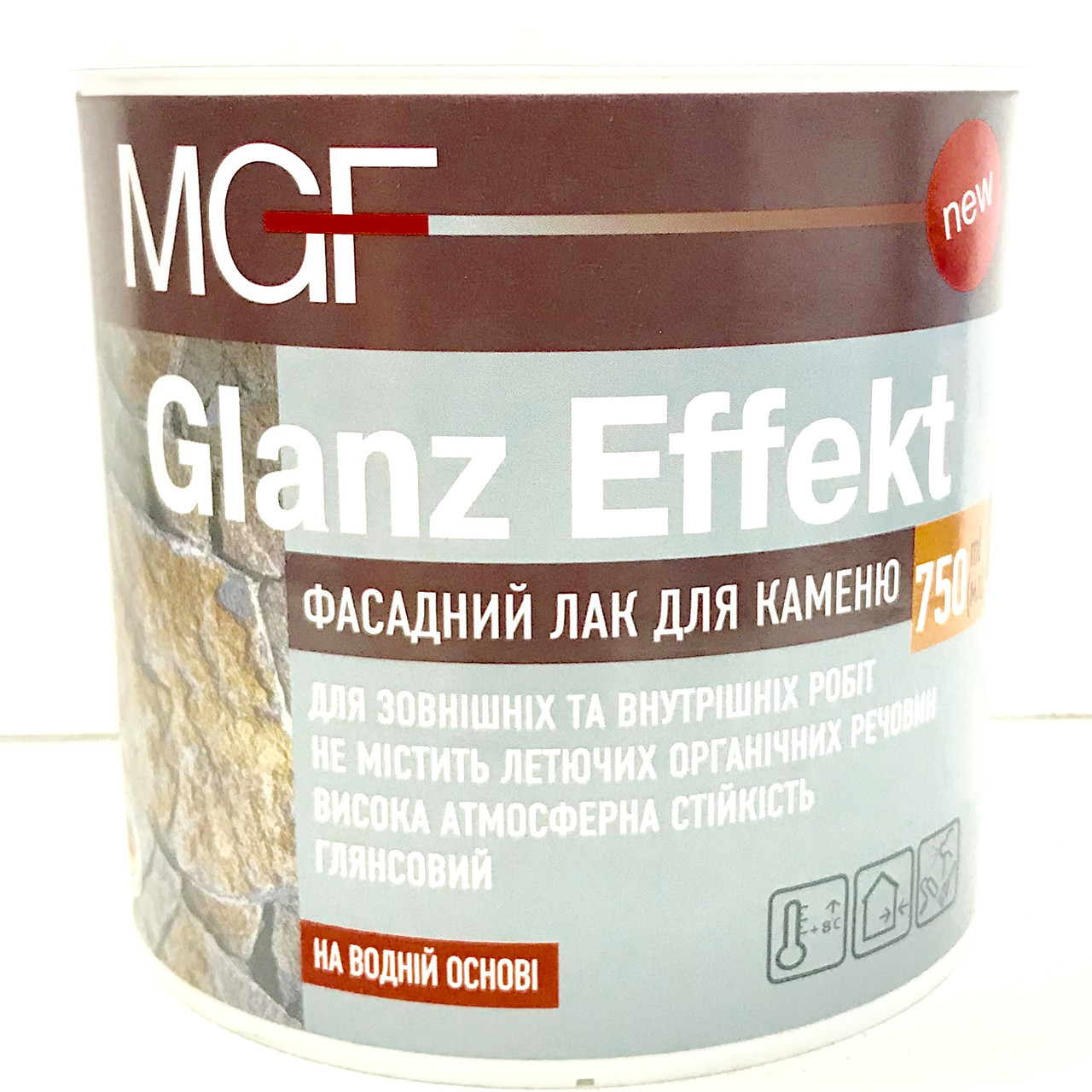 Фасадний лак для каменю MGF Glanz Effekt (МГФ ГЛЯНЦ ЕФЕКТ) 0,75л глянцевий