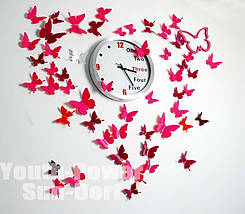 Об'ємні 3D метелики на стіну (шпалери) для декору (світло-рожеві), фото 3