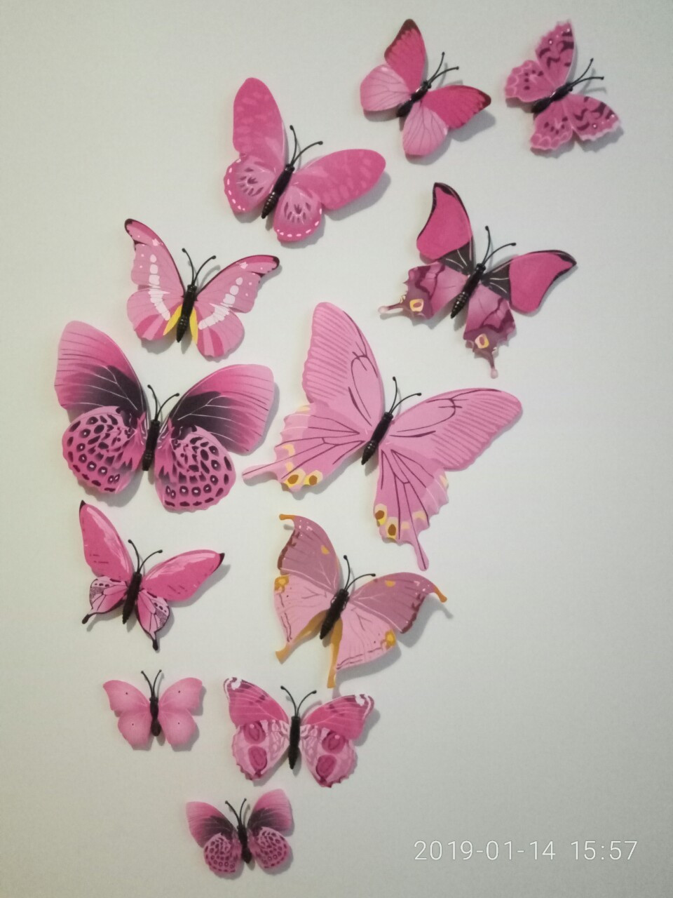 Объемные 3D бабочки на стену (обои) для декора (светло-розовые) - фото 1 - id-p867523588