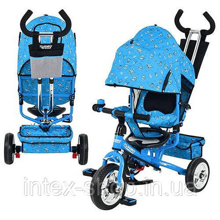 Триколісний велосипед Profi Trike М 5361-1 (надувні колеса) Блакитний, фото 2