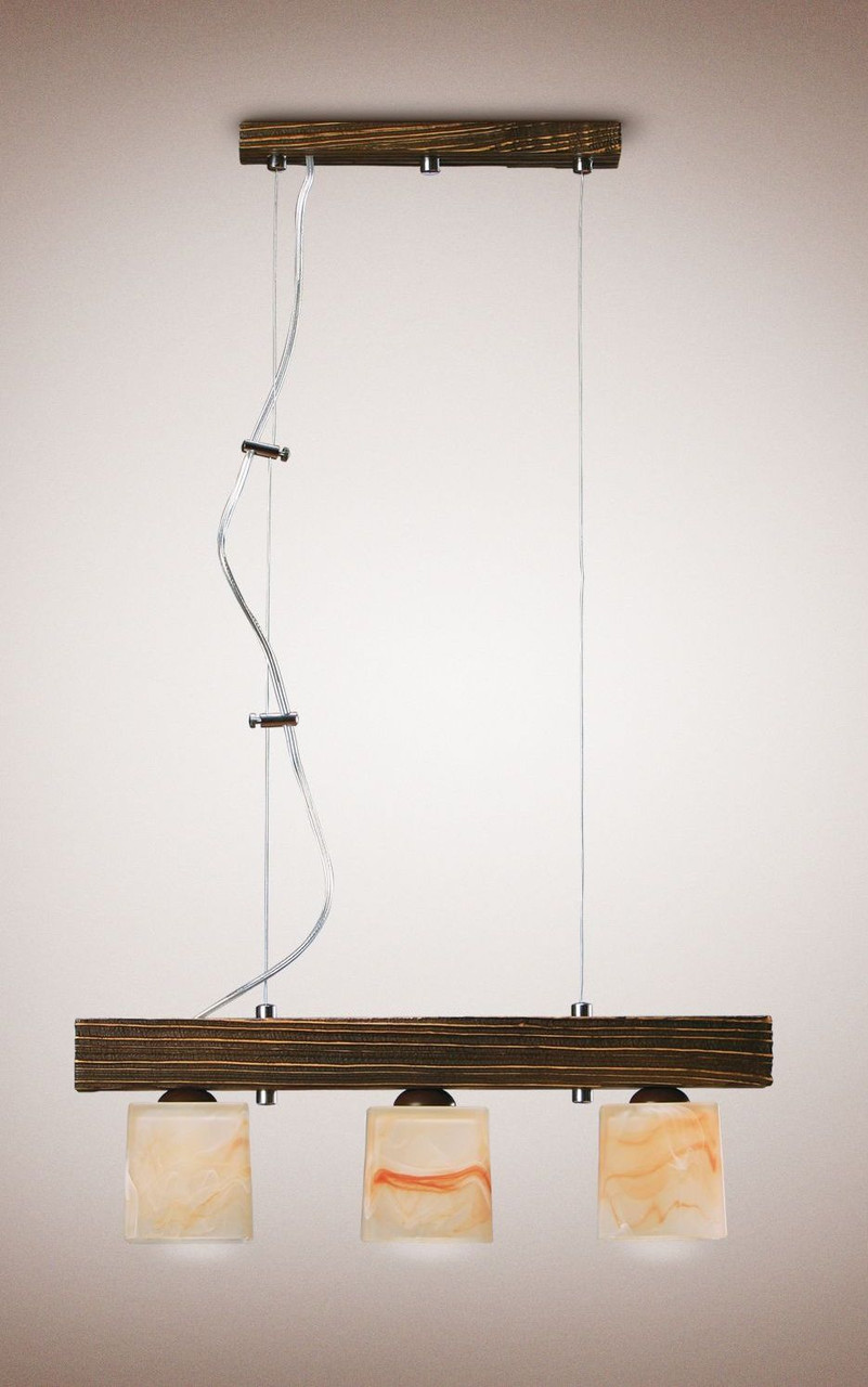 Люстра дерев'яна на тросах для кабінету, бару, зрубу 233 серії "Леонардо"