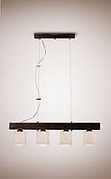Люстра деревянная на тросах для высоких потолков в стиле модерн 234 серии "Леонардо"