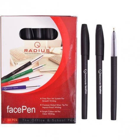 Ручка «FaсePen» RADIUS 50 штук, чорна 1 уп. (50 шт.) 777890, фото 1
