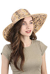 Капелюх солом'яний із тканинними вставками