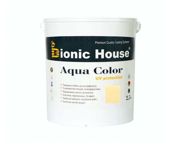 Фарба для дерева Bionic-House Aqua Color UV-protect 2,5 л Слонова кістка А102