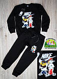 Дитячий спортивний стильний костюм Nike з принтом, чорний і сірий, Туреччина, фото 2