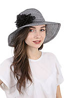 Шляпа летняя с украшением черно-белая
