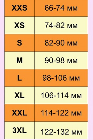 Размерная сетка на обувь для контемпа