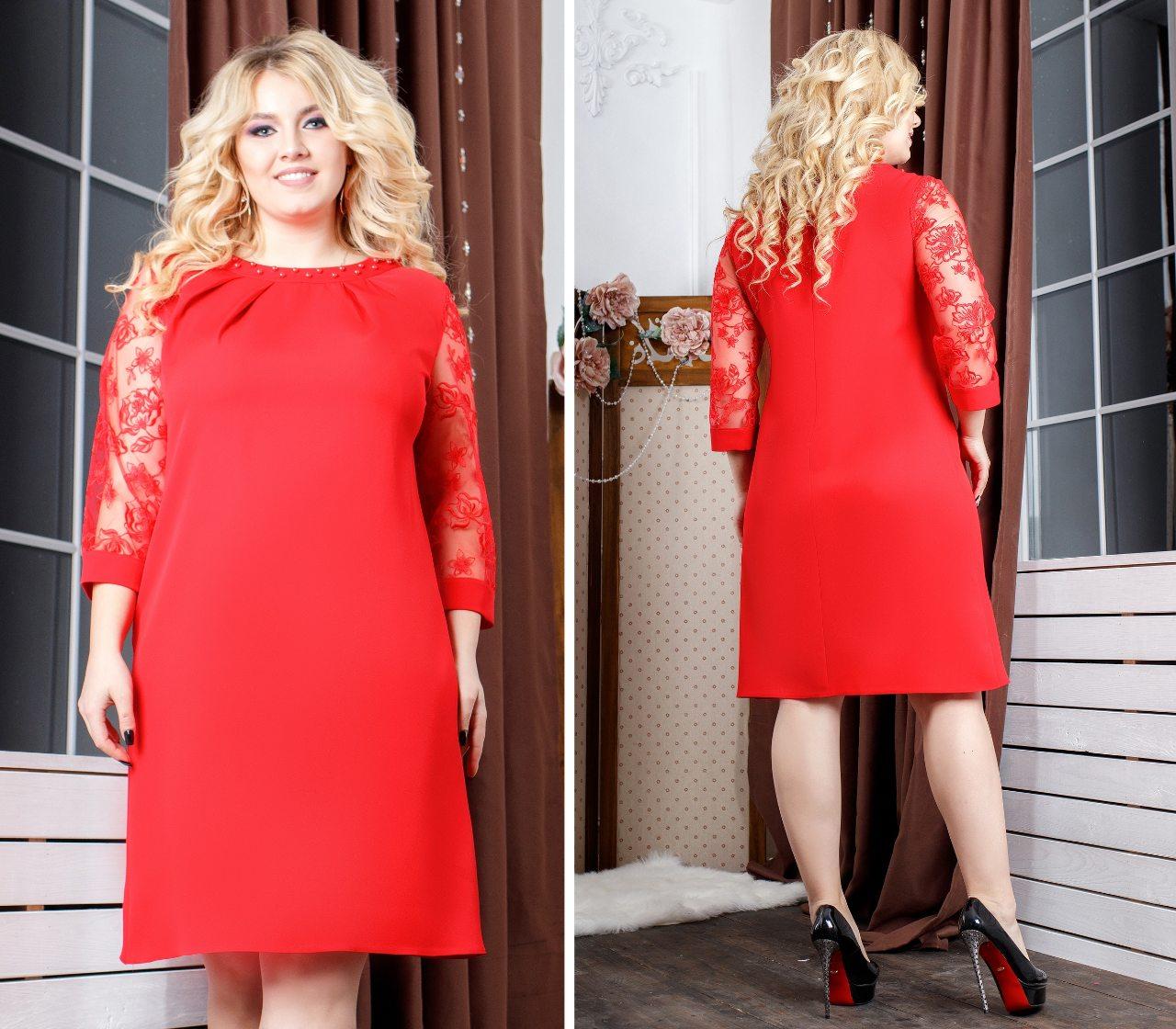 Сукня Plus Size, артикул 149, колір червоний