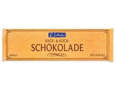 Шоколад Belbake Back&koch кондитерський чорний 40% какао 400 г
