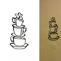 Вінілові наклейки на вітрину, на стіну "три чашки чаю" (38см*21см), фото 2