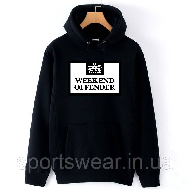 Толстовка чорна чоловіча з принтом Вікенд Оффенддер Weekend Offender ⁇