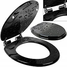 Сидіння для унітаза з плавним закриванням, стільчик Comfort Black Drop., фото 5