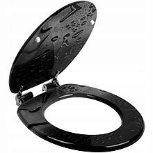 Сидіння для унітаза з плавним закриванням, стільчик Comfort Black Drop.