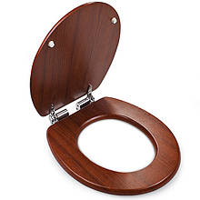Сидіння для унітаза дерев'яне, стільчик Comfort Wooden — колір горіхів.