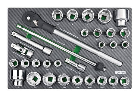 Набір інструменту метр.+дюймового 3/4" 31ед. (в ложементі) Toptul GED3108, фото 1