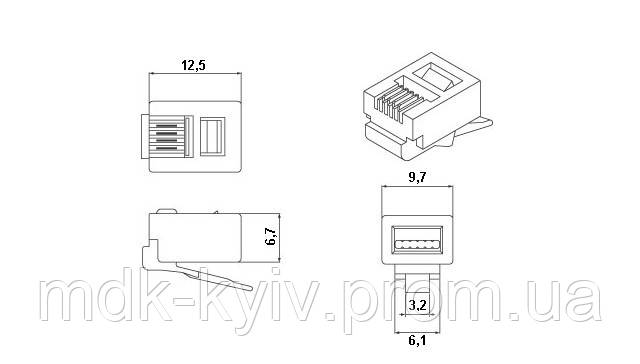 Телефонный разъем RJ-12, 6P4C (6P6C), для шнура телефонного аппарата - фото 3 - id-p77909653