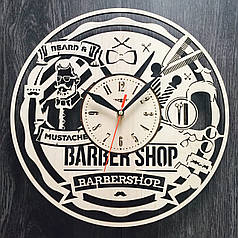 Дизайнерський настінний годинник з дерева 7Arts Чоловіча перукарня CL-0005
