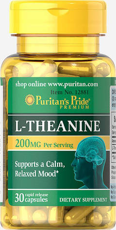 Puritan's Pride L-Theanine 200 mg 30 caps, фото 1