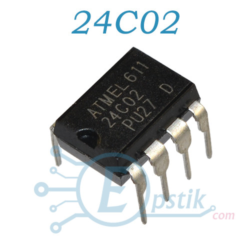 24C02, пам'ять енергонезалежна, EEPROM 2 кбіт, DIP-8