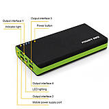 Powerbank 4 USB 6x18650 / Корпус Повербанка з ліхтариком чорний з червоним (без батарей), фото 5