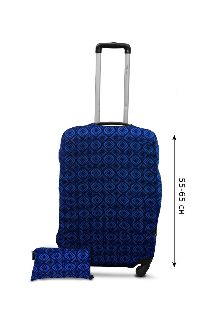 Чохол для валізи Coverbag дайвінг L ромби блакитні