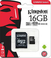 Карта памяти Kingston microSDHC 16GB Class 10 SDHC + адаптер