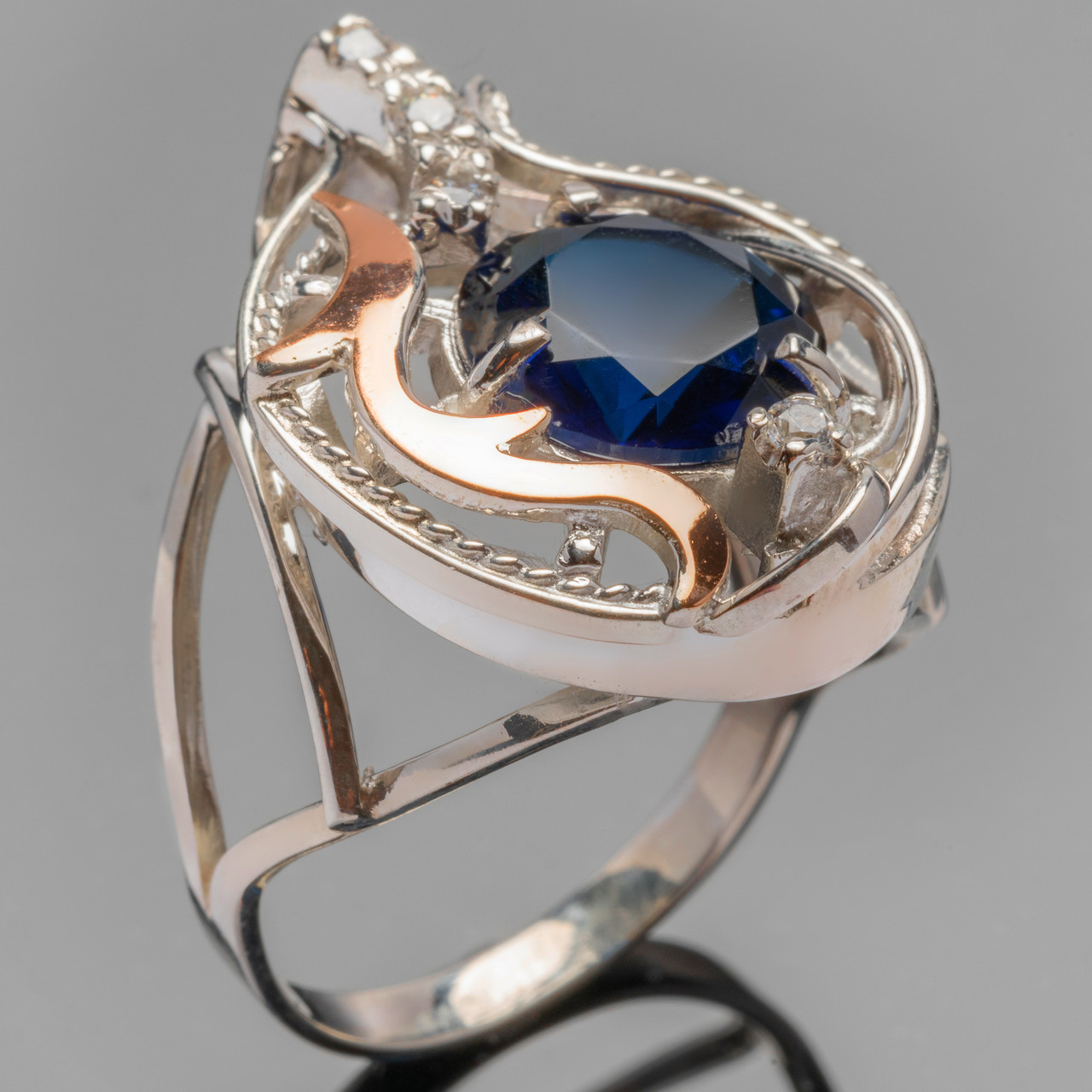 Кольцо серебряное 925 пробы с золотом арт. 259к