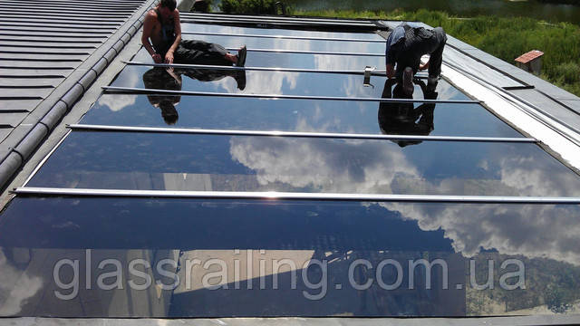 Монтаж стеклянной кровли