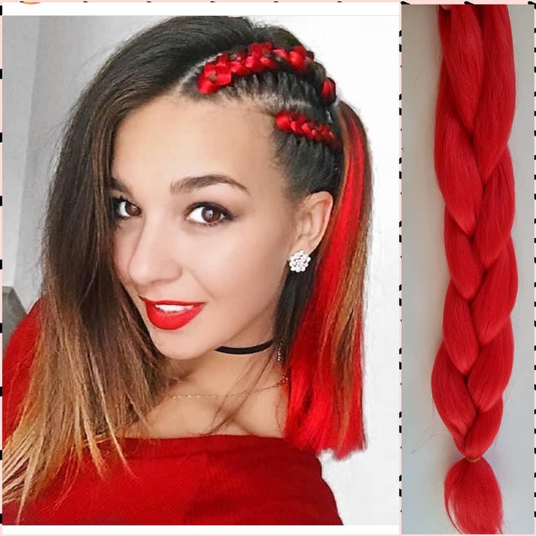 ❤️ Канікалон коса ❤️ для брейд, кос і зачісок червоний