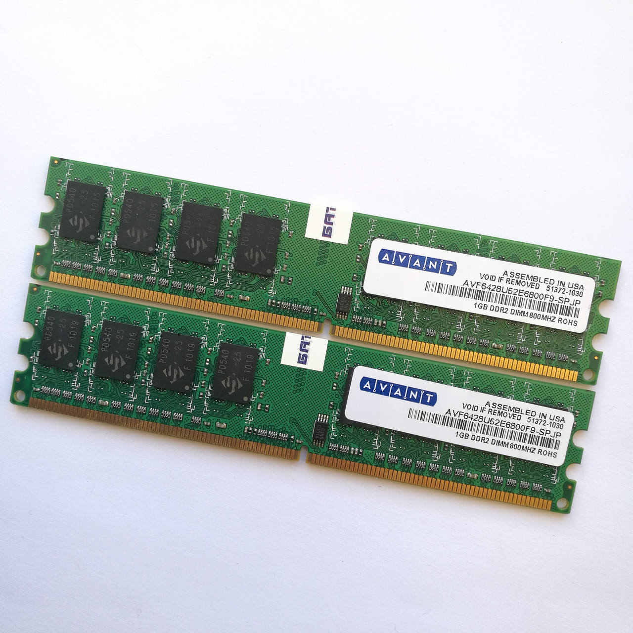 Оперативная память Avant DDR2 2Gb (1Gb+1Gb) 800MHz PC2 6400U CL6 (AVF6428U52E6800F9-SPJP) Б/У