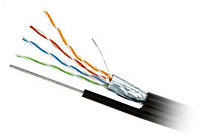 Кабель FTP (РЕМ) зовнішній із тросом 4пари в екрані 4x2x (0,50 мм CCA) "VKcable", чорний, 500 м/бухта