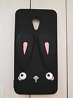 Об'ємний 3D силіконовий чохол для Meizu M5c Чорний кролик