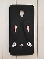 Объемный 3D силиконовый чехол для Meizu M6s Черный кролик