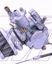 Карбюратор веломотора з регулюванням заслінки (+2 троси + регулятор заслінки та блок керма) 50/60/80 см3, фото 3