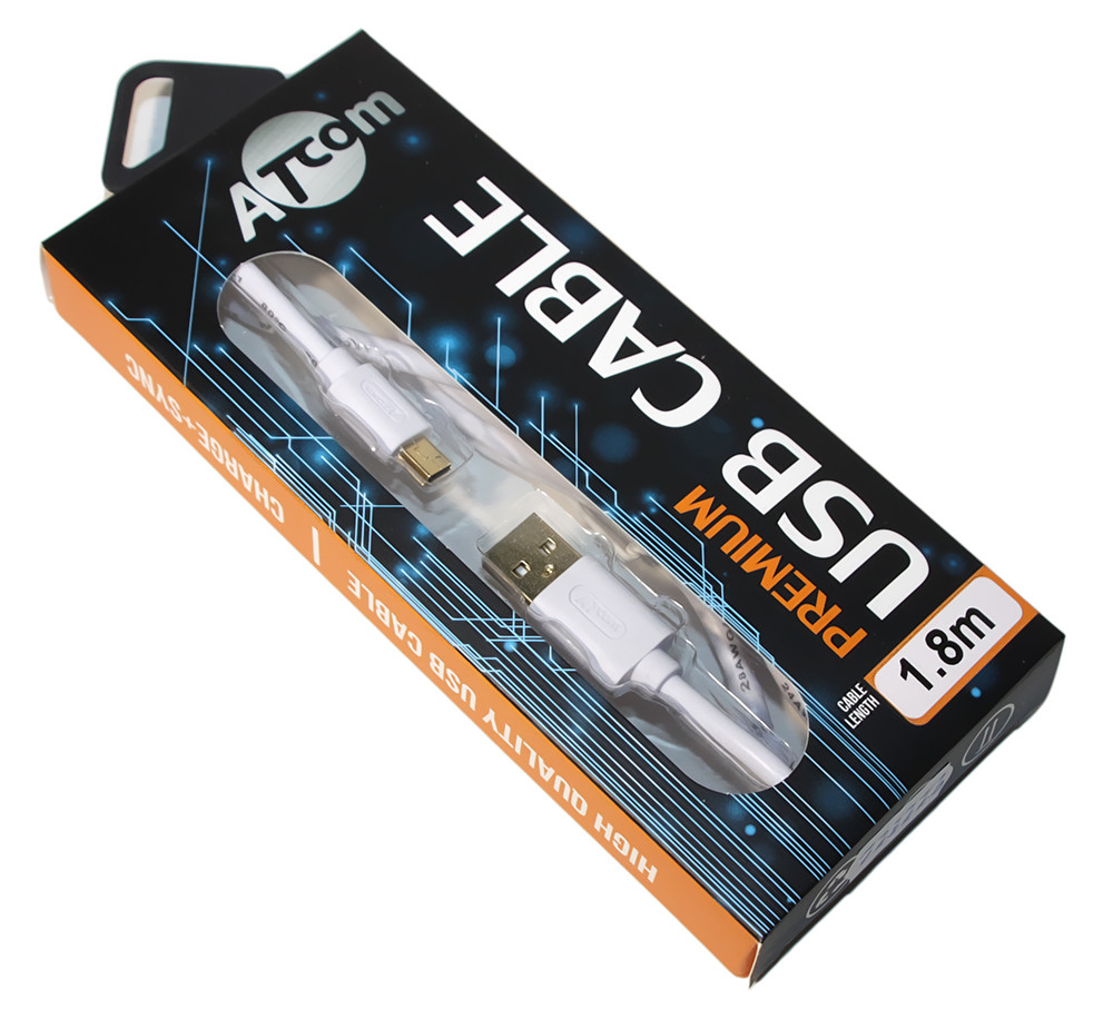 Кабель USB 2.0 - 1.8м AM/mini-B 5P Atcom GOLD plated блистер белый