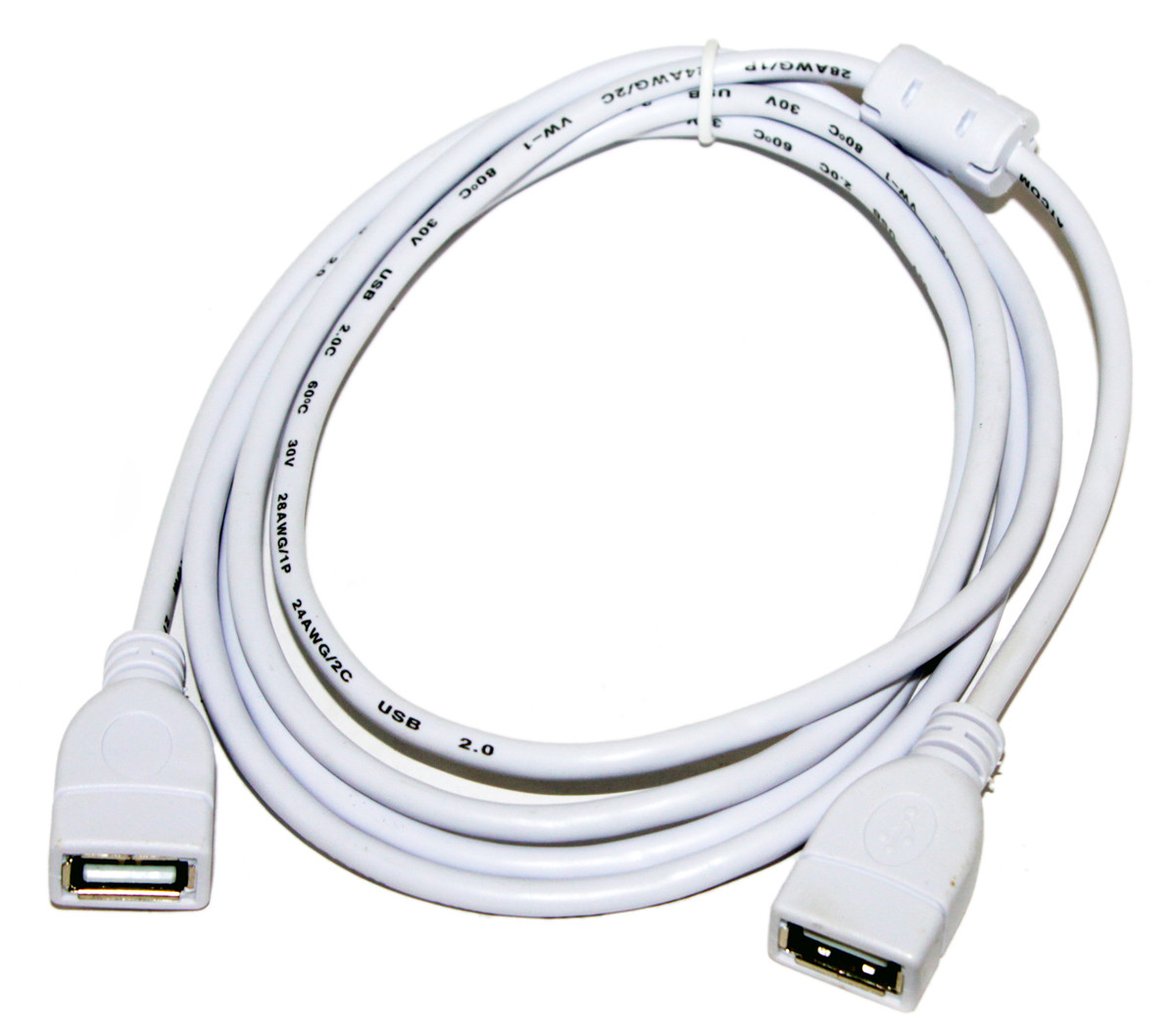 Кабель USB 2.0 - 1.8 м AF/AF Atcom ферит фільтр білий
