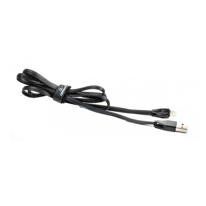 Кабель USB 2.0 - 1.0м AM/Lightning Cablexpert CCPB-L-USB-01BK премиум плоский 2.4А