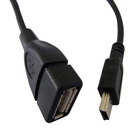 Кабель USB 2.0 - 0.8 м AF/mini-B 5P OTG Atcom подовжувач чорний