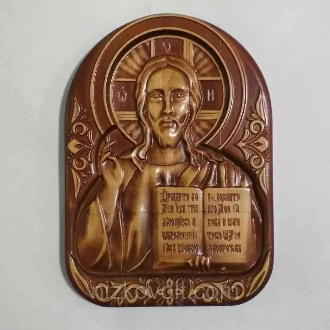Різьблена ікона з дерева "Спаса Вседержителя" (145х200х18)