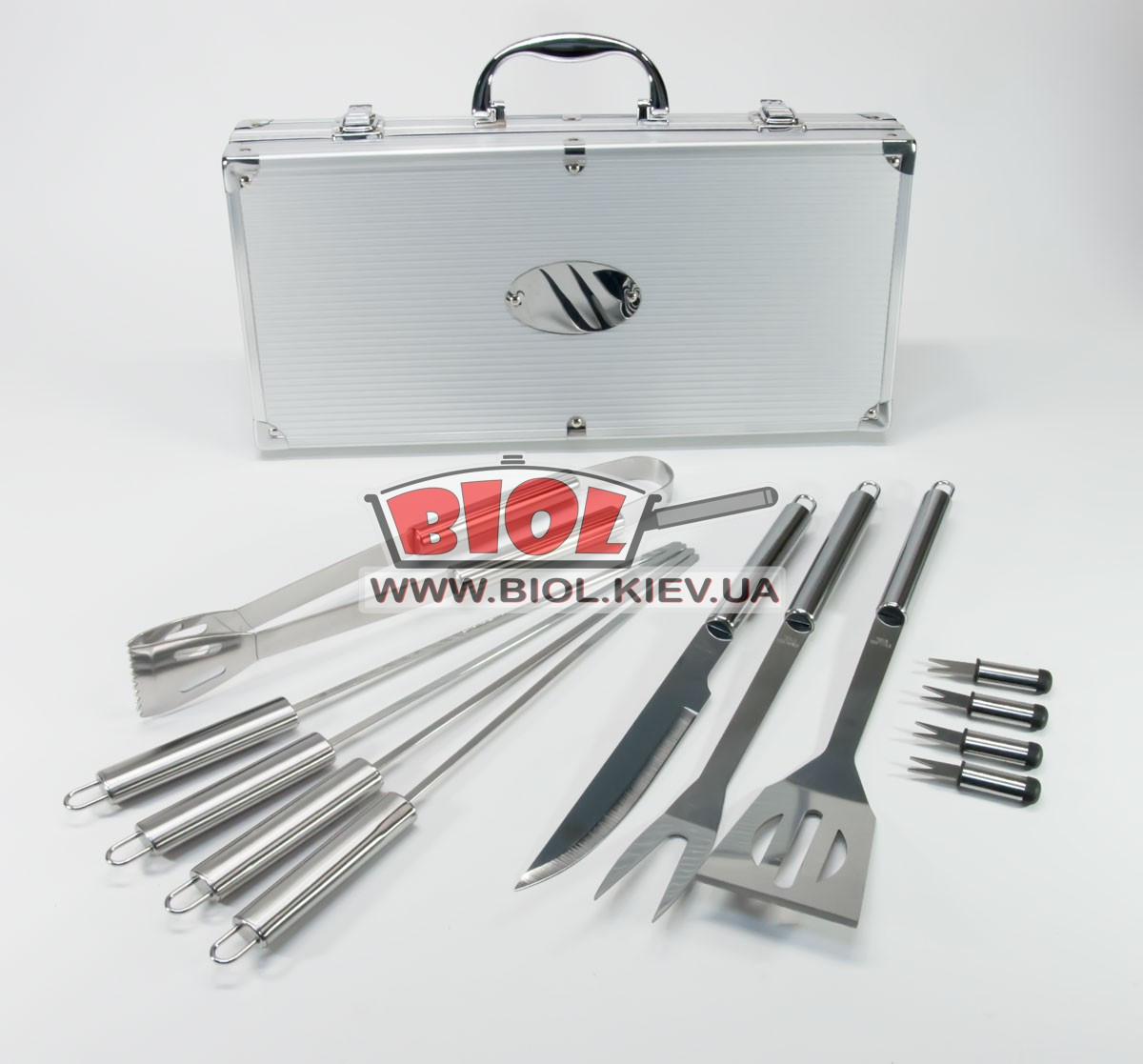 Набір інструментів для барбекю (12 пр.) з неіржавкої сталі в кейсі Династія 12080, фото 1