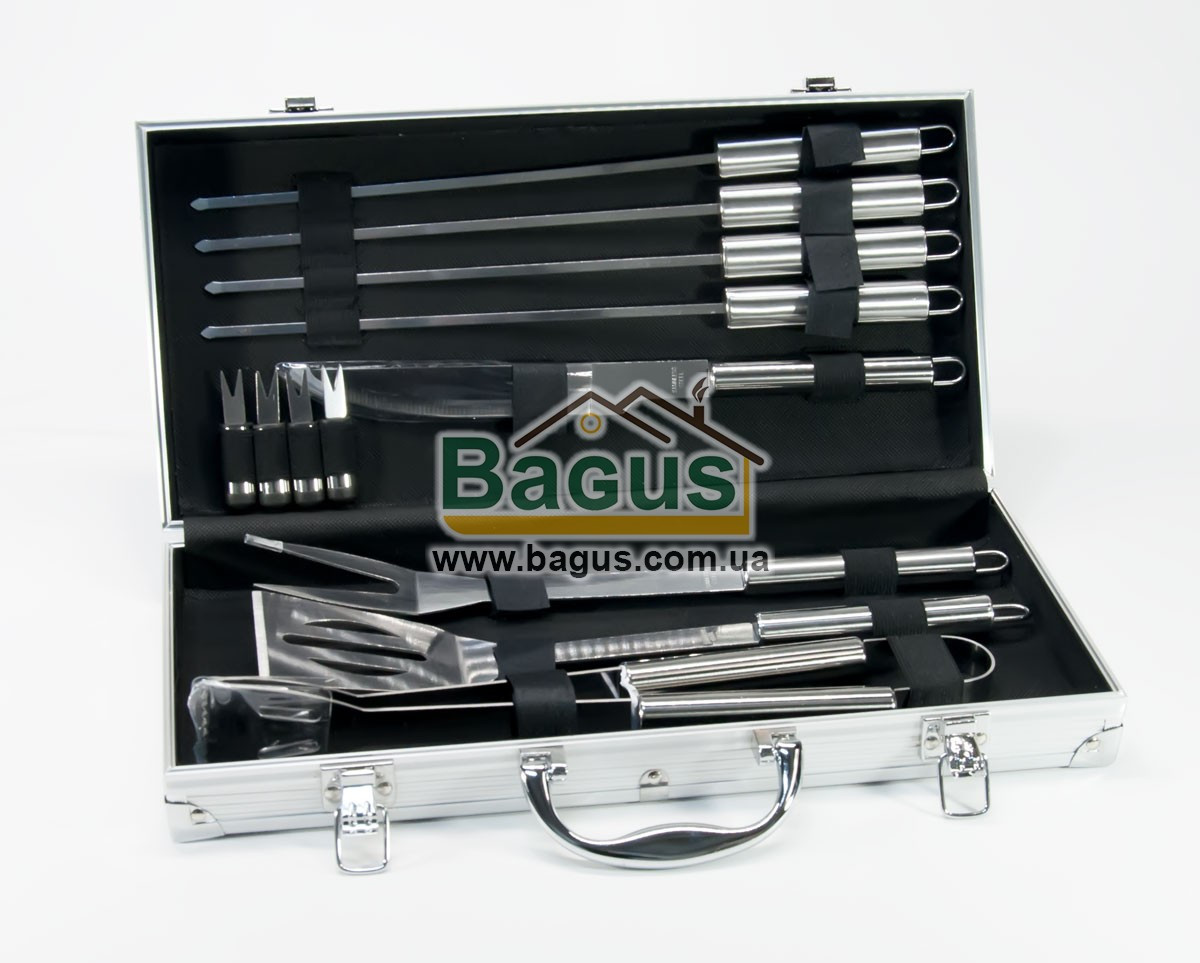 Набір інструментів для барбекю з неіржавкої сталі у валізі (12 пр./наб.) Dynasty DYN-12080