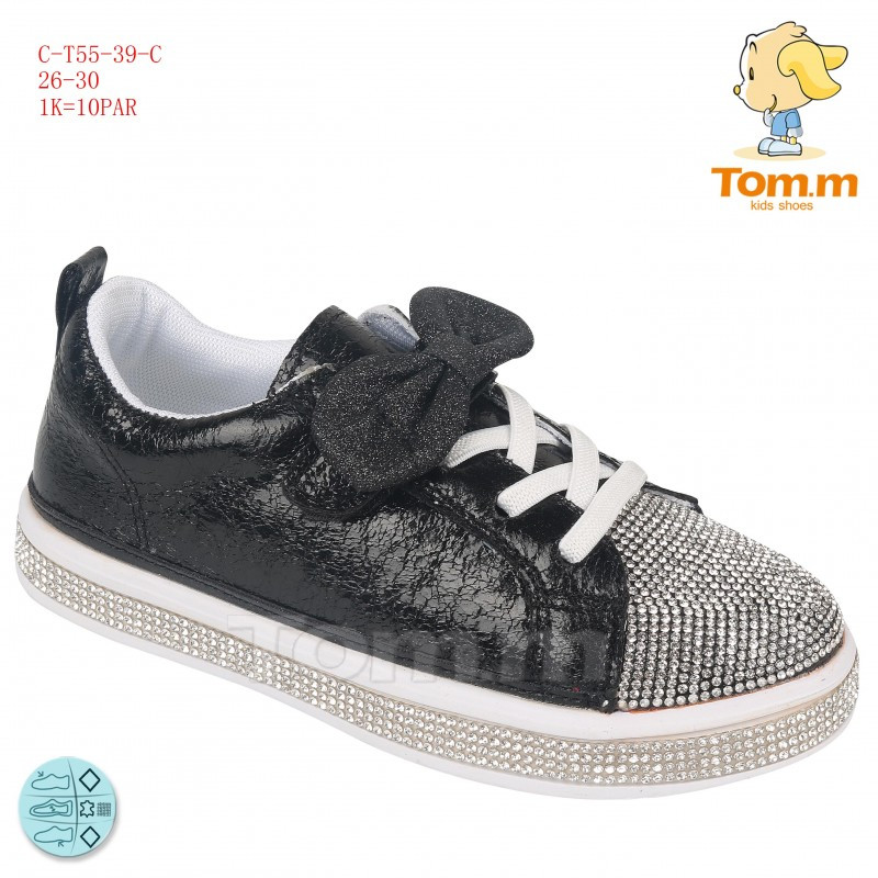 Кросівки ТОММ 5539С Black бант 26р 28р