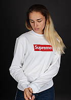 Чоловічий світшот білий Supreme Logo Box, преміум'якість