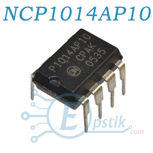 NCP1014AP100G, ШІМ контролер із вбудованим ключем, 700 В, 0.45 А, 100 кГц, DIP7