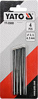 Пробойники отверстий 2-3-4-5 мм для кожи картона резины текстиля L = 90 мм набор 4 шт YATO YT-35880