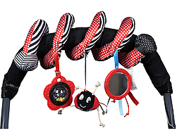 Іграшка спіраль на коляску, ліжечко, автокрісло. М'яка дитяча іграшка підвіска.