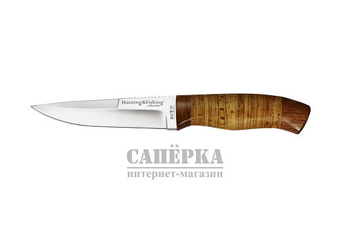 Нож охотничий Grandway. Колодка — береста, дерево, фото 1