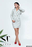 Деловой твидовый костюм с юбкой мини в стиле Chanel размеры S-ХL
